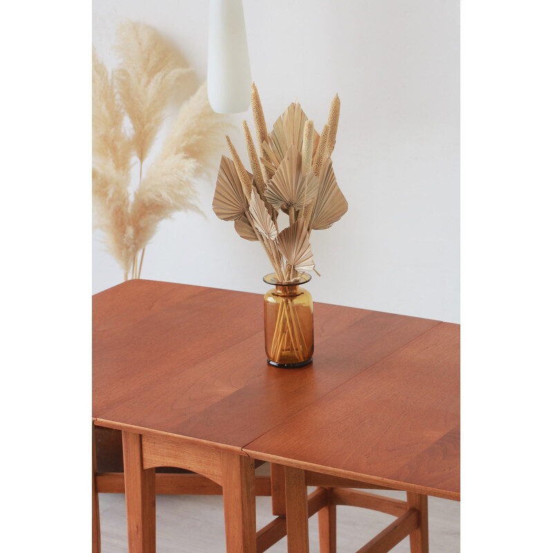 Vintage rectangular teak table with drop leaves, 1960