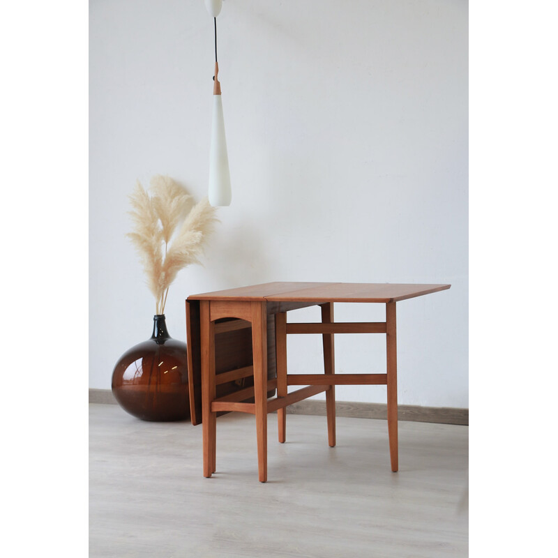 Vintage rectangular teak table with drop leaves, 1960