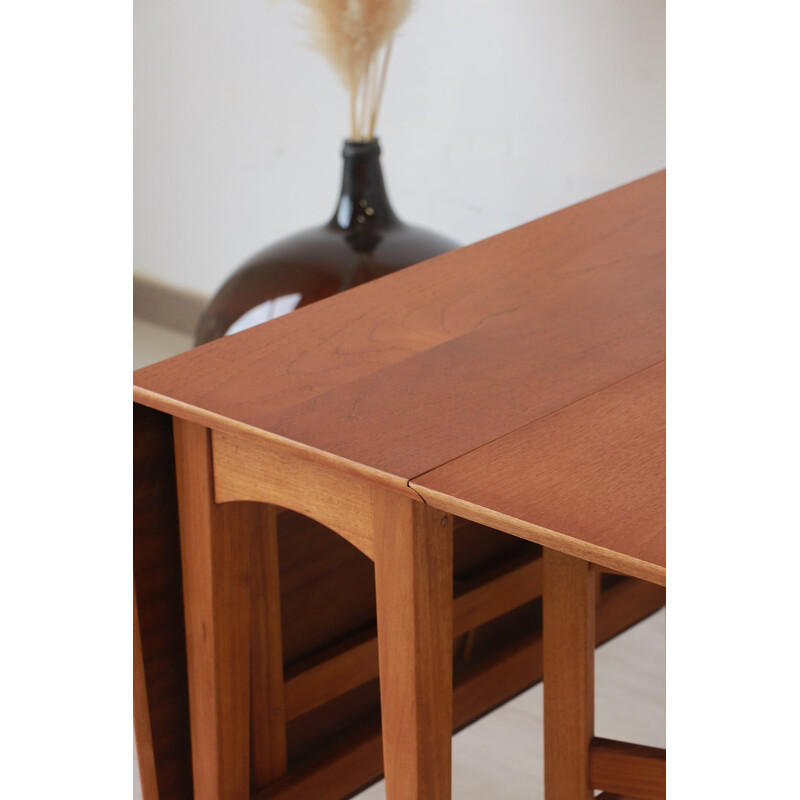 Vintage rectangular teak table with drop leaves, 1960