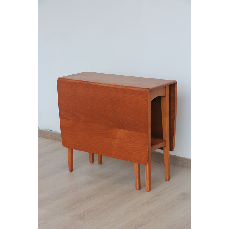 Vintage rectangular teak table with drop leaves, 1960