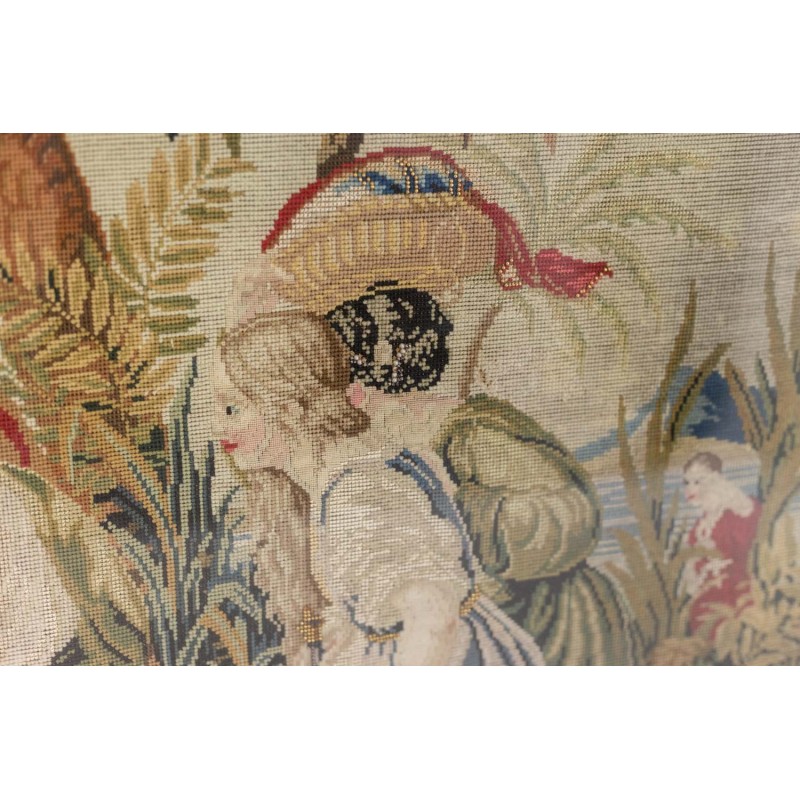 Vintage rug representing an orientalist scene, France 1880