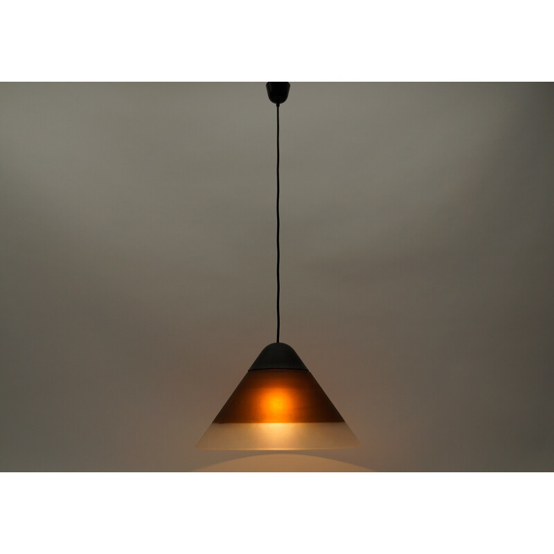 Lampada da soffitto vintage in vetro marrone a forma di cono di Peill e Putzler, 1960