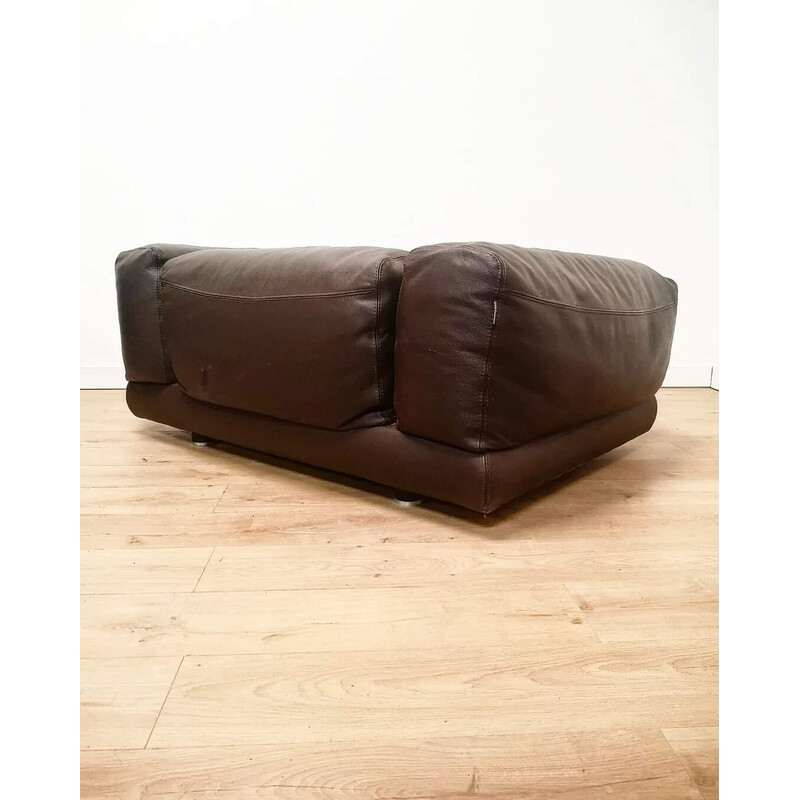 Vintage armchair in brown full grain leather for Roche Bobois, France 1990