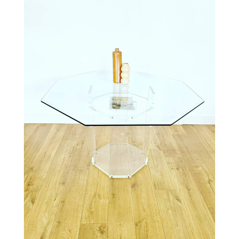 Vintage glass and plexiglass dining table from Chez Marais International