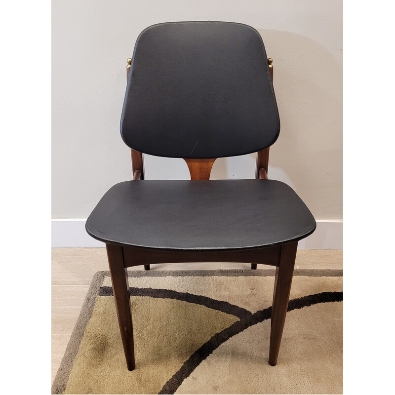 Ein Paar Vintage-Stühle aus Teakholz und schwarzem Leder für Elliots of Newbury, England 1960