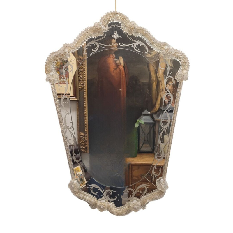 Vintage Venetian mirror in Murano glass, Italy