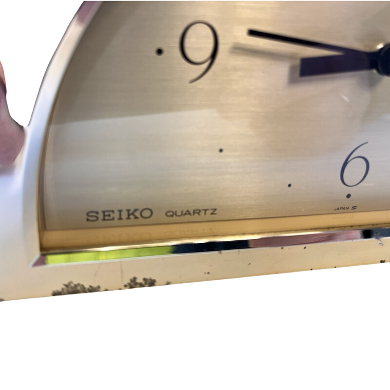 Vintage plastic and plexiglass quartz mantel clock for Seiko, Japan 1980