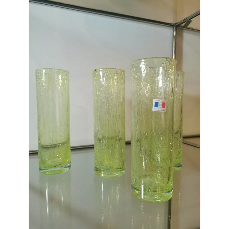 Set of 6 vintage "long drink" glasses in blown glass, France