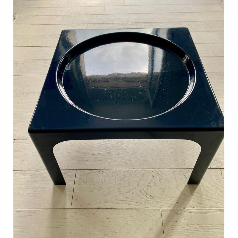 Vintage Ozoo coffee table in blue fiberglass by Marc Berthier for Roche Bobois, France 1969