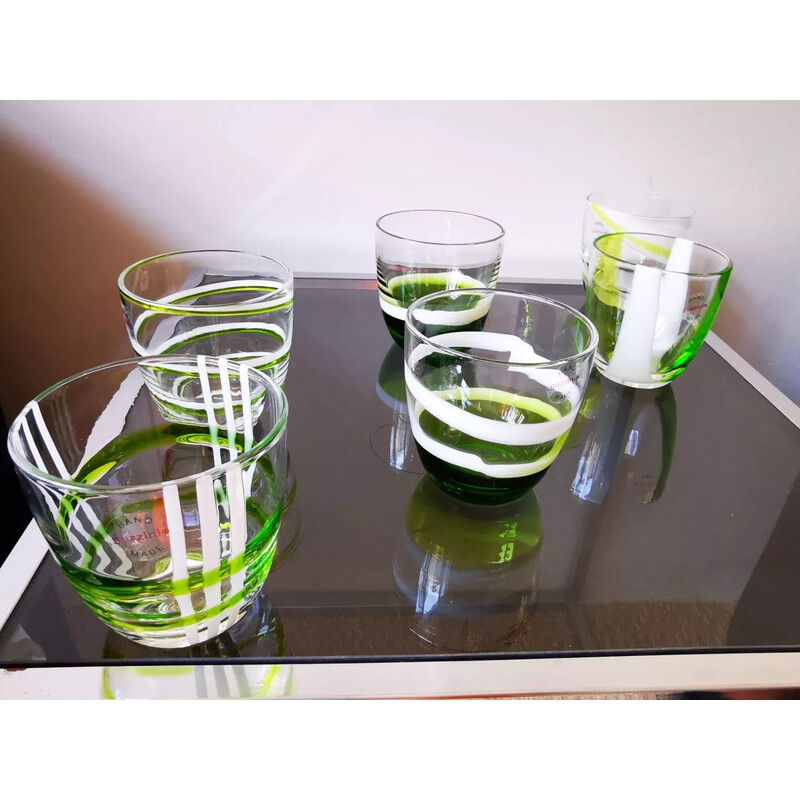 Set of 6 vintage blown glass glasses by Guzzini, Italy