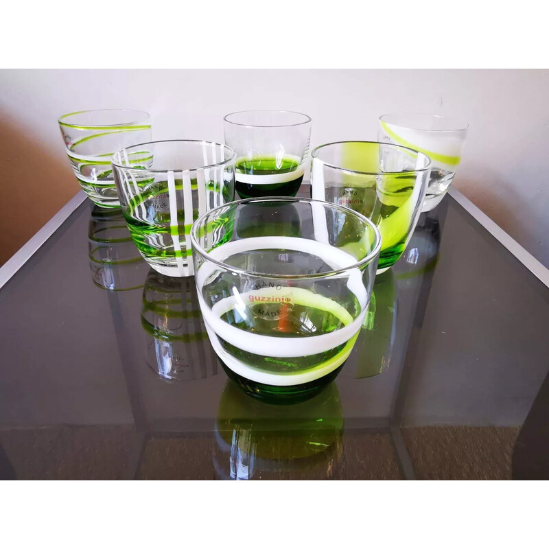 Set aus 6 Vintage-Gläsern aus mundgeblasenem Glas von Guzzini, Italien
