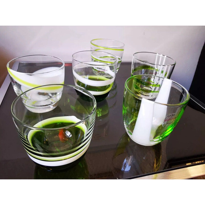 Set aus 6 Vintage-Gläsern aus mundgeblasenem Glas von Guzzini, Italien
