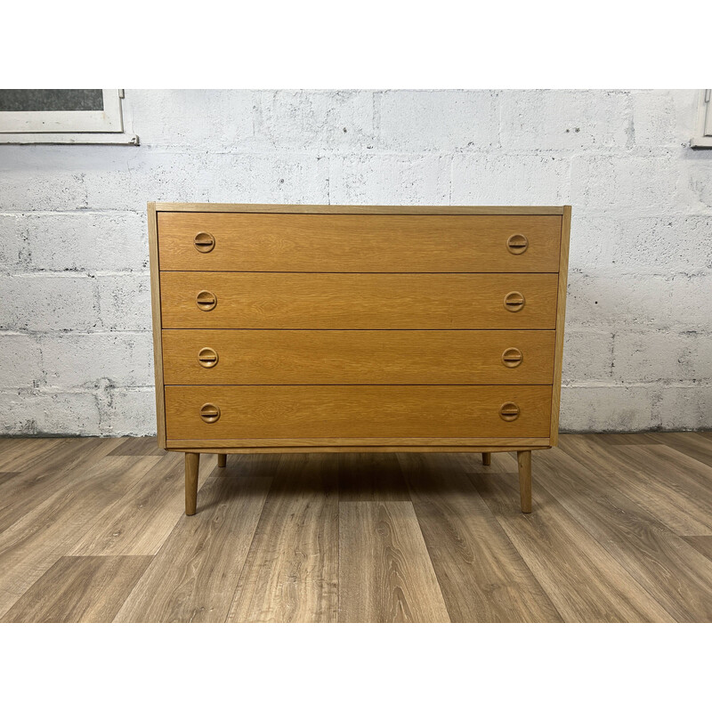 Vintage oak chest of drawers with 4 drawers, Denmark 1960