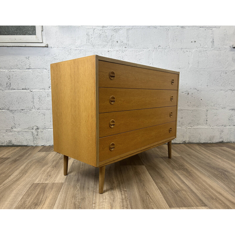 Vintage oak chest of drawers with 4 drawers, Denmark 1960