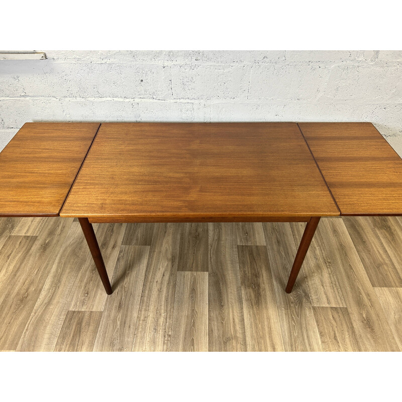 Vintage teak dining table with extensions with Dutch slides, Denmark 1960