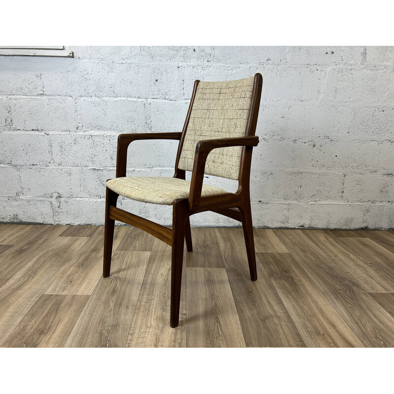 Vintage teak and fabric armchair, Denmark 1960