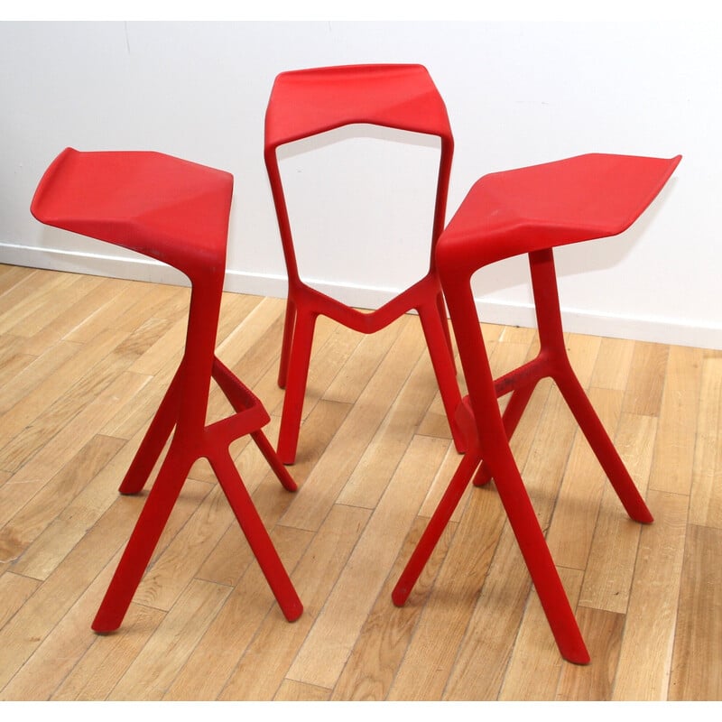 Set of 3 vintage Miura Prank stools in polypropylene by Konstantin Grcic