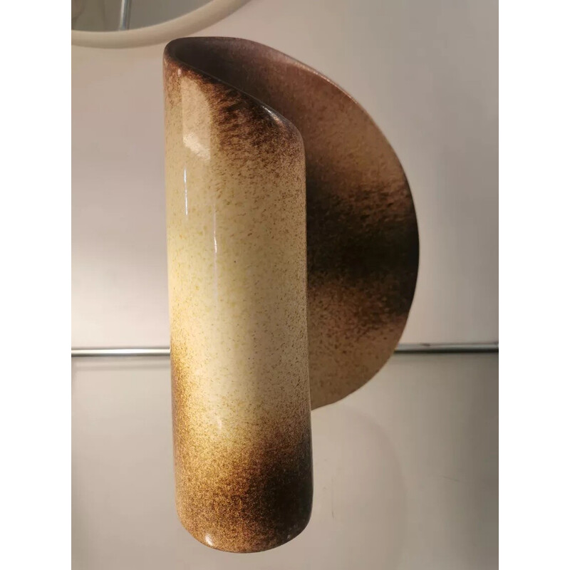 Vintage beige and brown ceramic vase by Fred and Andrée Stocker, France 1970