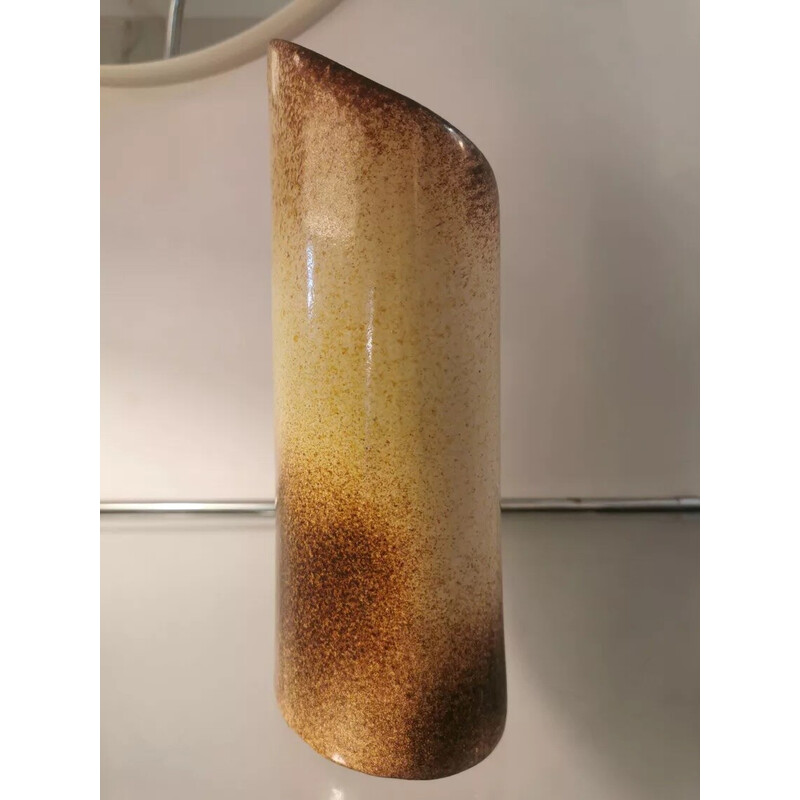 Vintage beige and brown ceramic vase by Fred and Andrée Stocker, France 1970