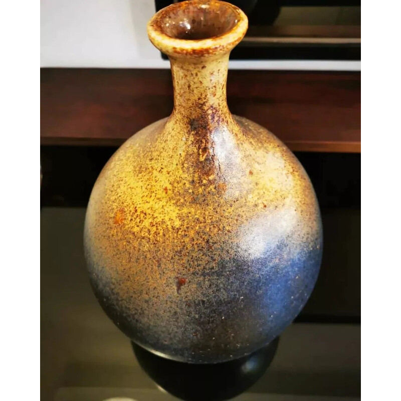 Vase boule vintage en grès de Daniel Cassiet, 1972