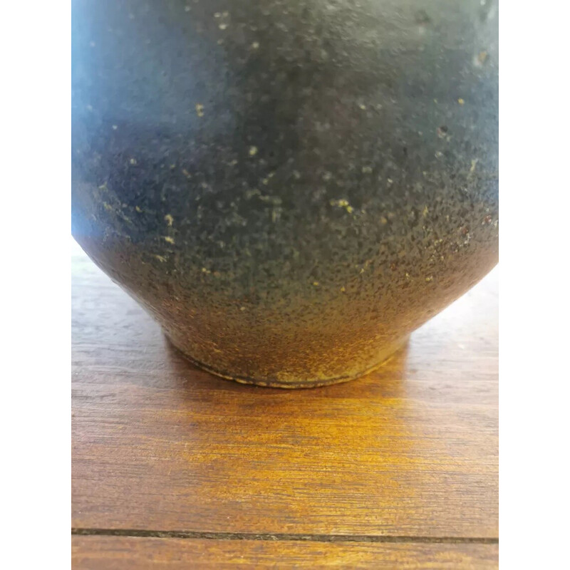 Vintage stoneware ball vase by Daniel Cassiet, 1972