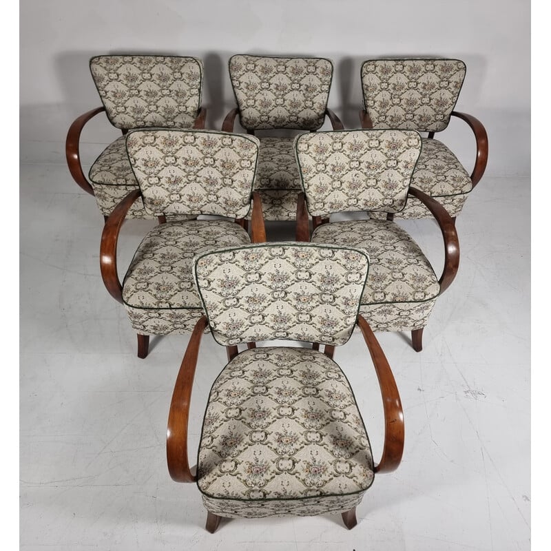 Set of 6 vintage armchairs H 237 by Jindřich Halabala for Up Zavody, Czechoslovakia 1950