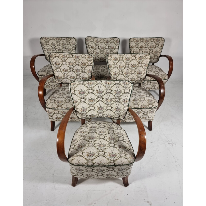 Set of 6 vintage armchairs H 237 by Jindřich Halabala for Up Zavody, Czechoslovakia 1950