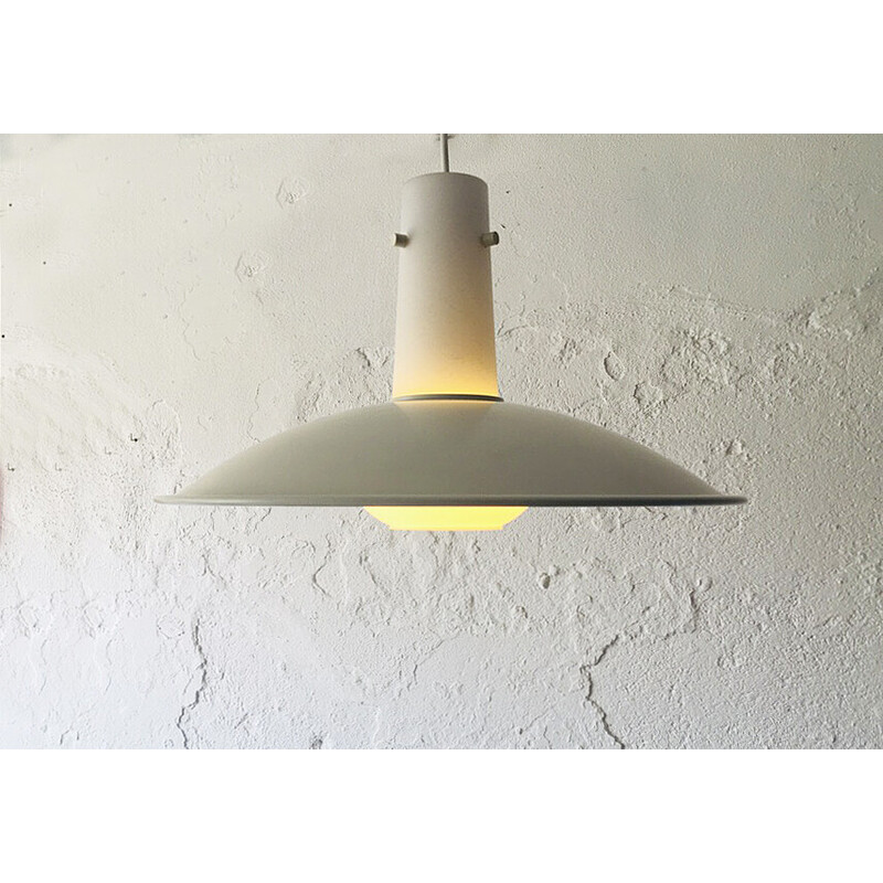 Vintage pendant lamp in metal and opaline glass, Germany 1960