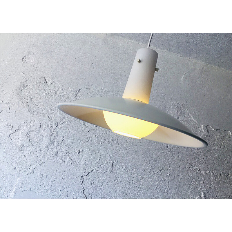 Vintage pendant lamp in metal and opaline glass, Germany 1960