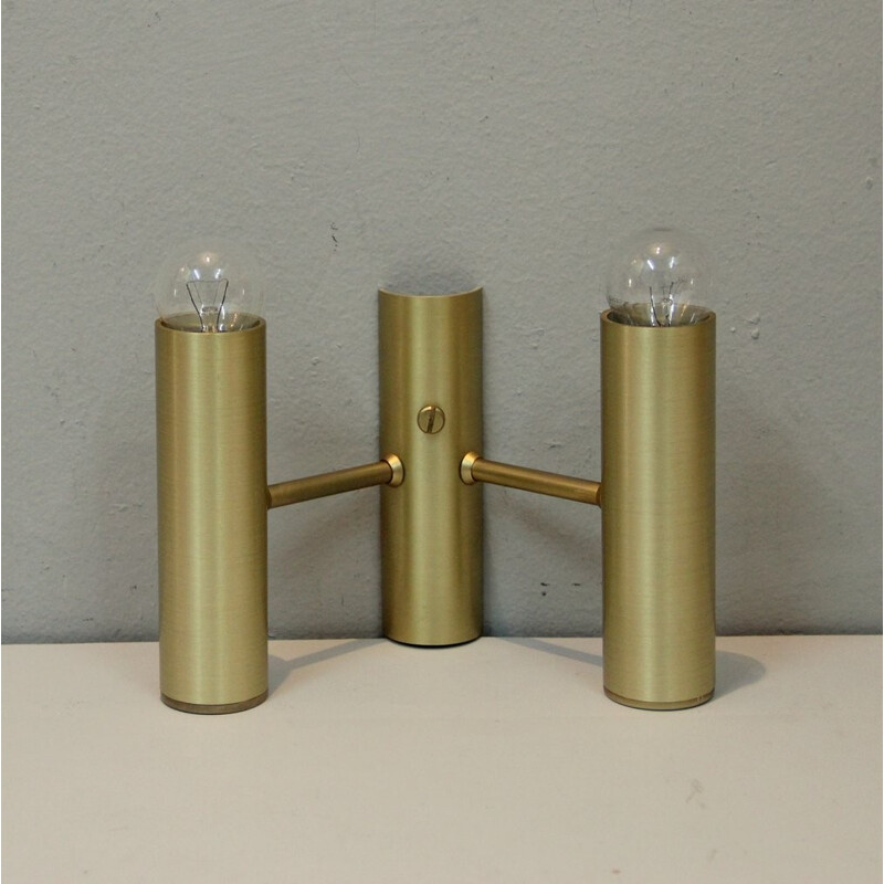 Set of 3 Italian wall lamps in golden metal - 1970s