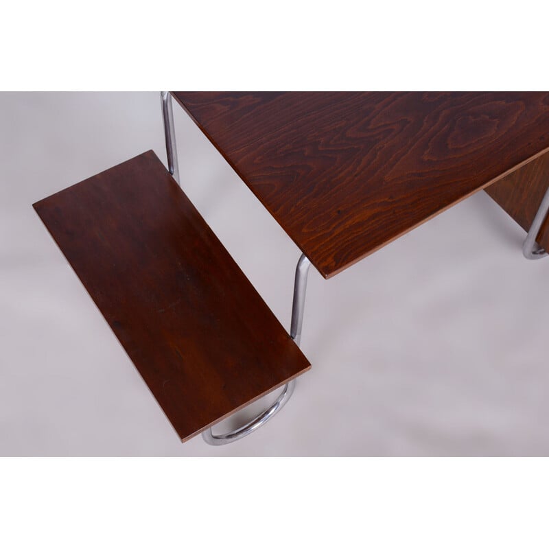 Vintage Bauhaus desk in beech and chrome steel by Robert Slezak for Slezak Factories, Czechoslovakia 1930