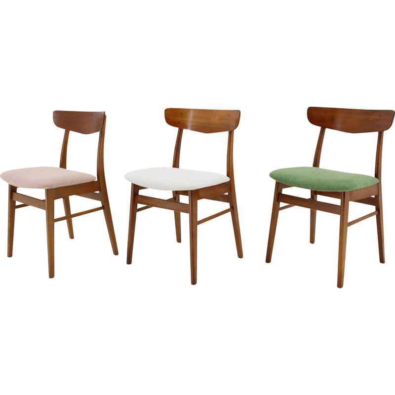 Set of 3 vintage teak chairs, Denmark 1960