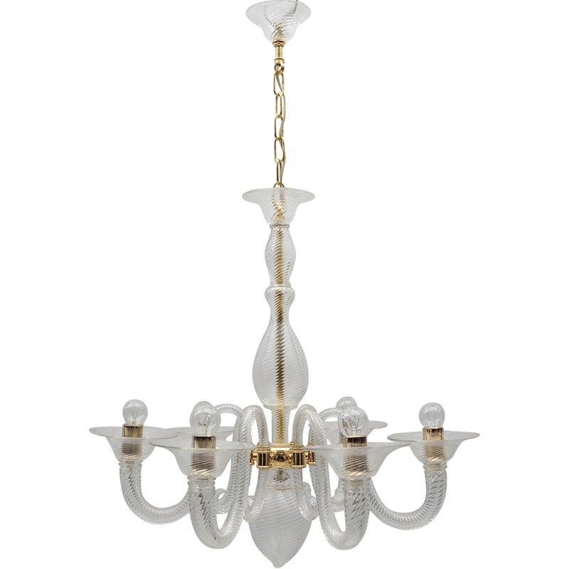 Vintage Murano glass chandelier by Von Barovier and Toso, Italy 1990