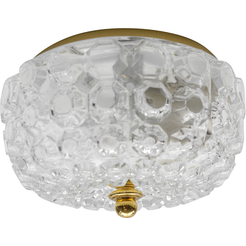 Vintage glass ceiling lamp for Limburg, Germany 1960