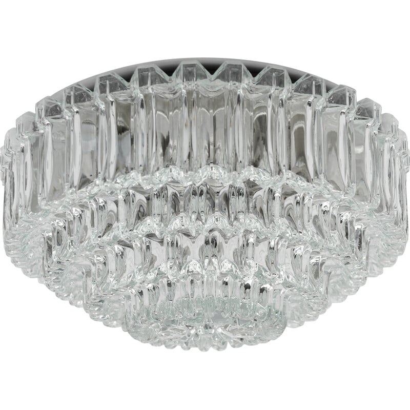 Vintage 4-tier kristallen glazen plafondlamp voor Limburg, Duitsland 1960