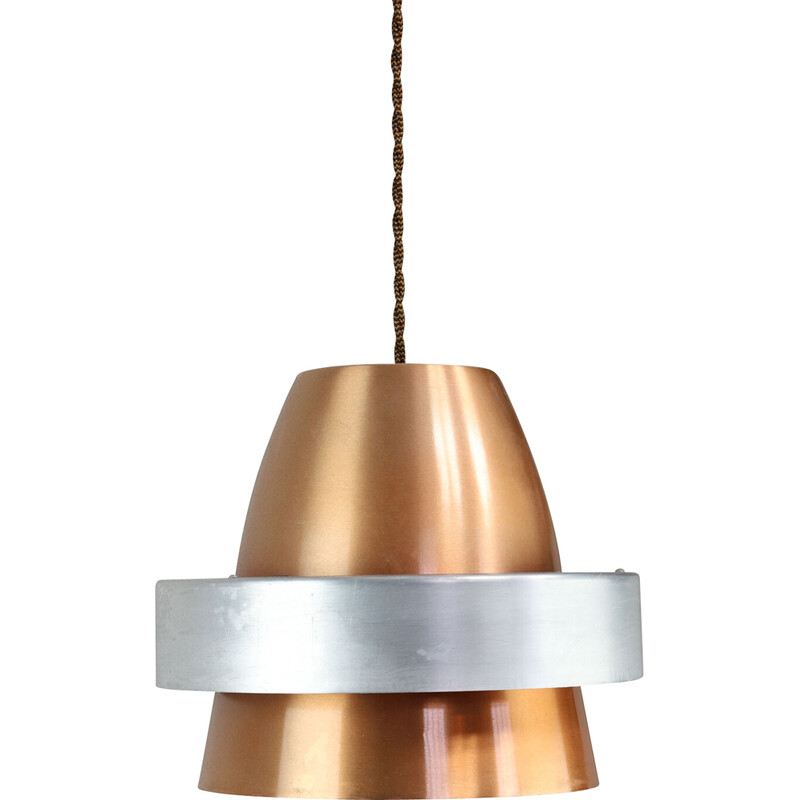 Vintage Space Age pendant lamp in copper-colored aluminum, Italy 1970