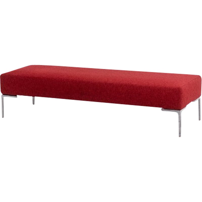 Vintage rectangular bench in chrome metal and red fabric by Antonio Citterio for B et B, 1990