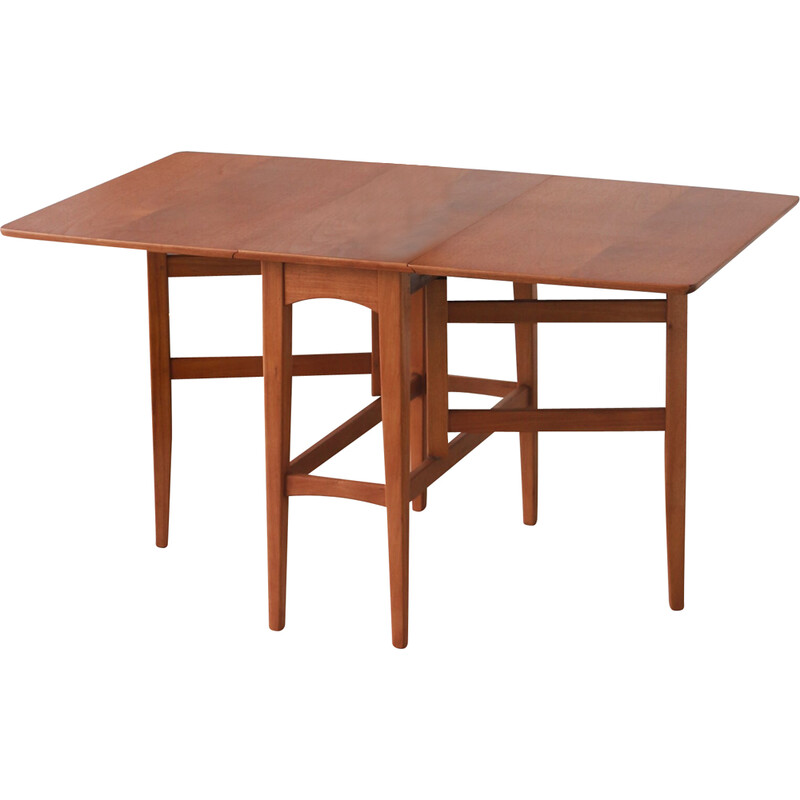 Vintage rectangular teak table with drop leaves, 1960