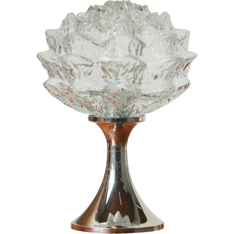 Vintage flower-shaped table lamp in transparent glass