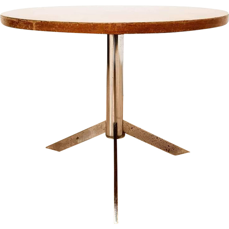 Vintage wooden pedestal table and central metal base