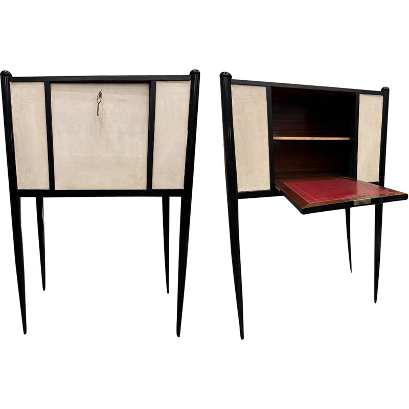 Pair of vintage Art Deco parchment desks by Paolo Buffa, Italy