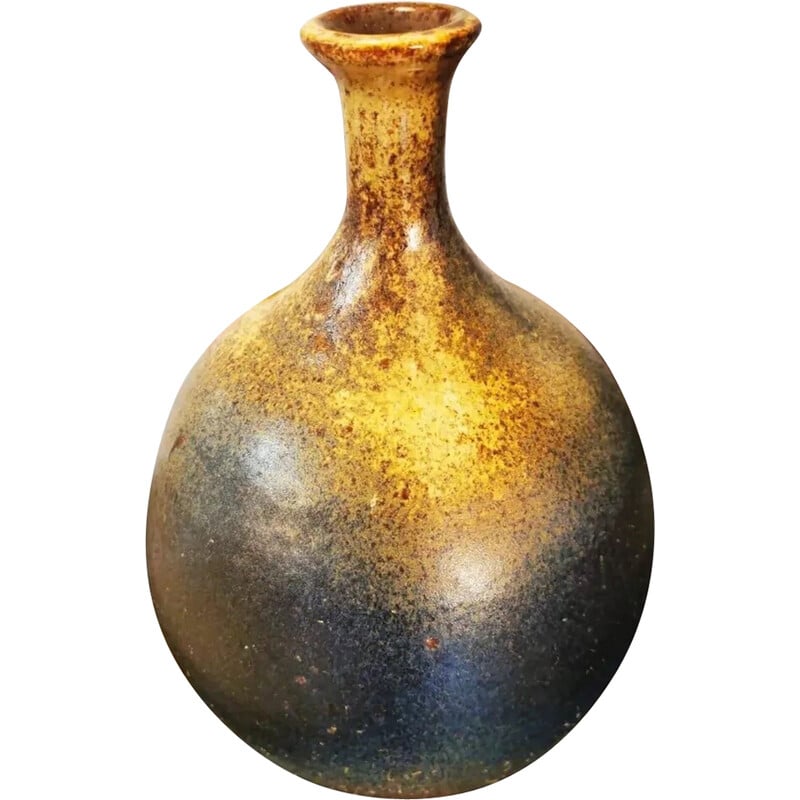 Vase boule vintage en grès de Daniel Cassiet, 1972