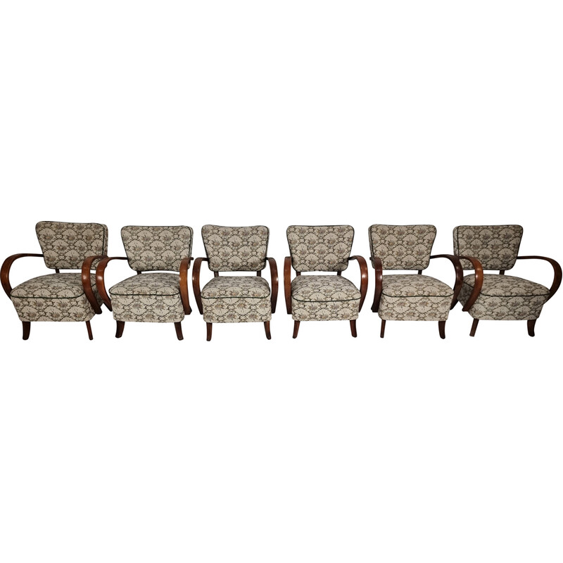 Set of 6 vintage armchairs H 237 by Jindřich Halabala for Up Zavody, Czechoslovakia 1950