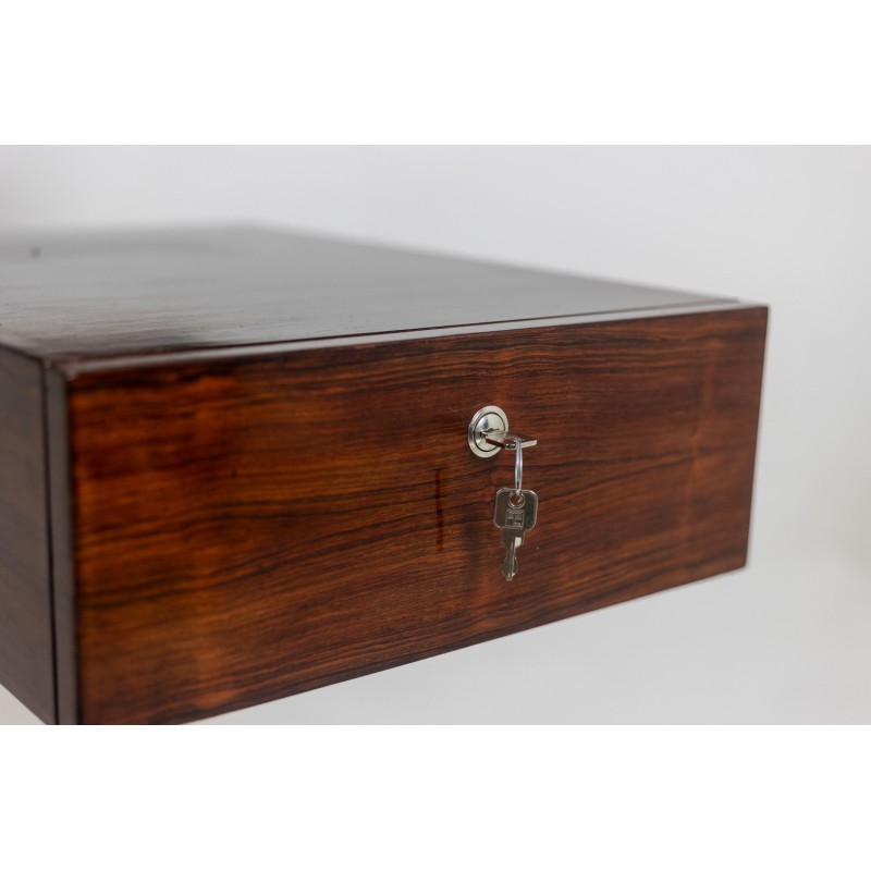 Vintage wall desk in rosewood and chrome metal, 1970