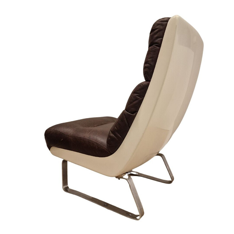 Vintage Space Age witte glasvezel fauteuil van Joe Colombo, 1960