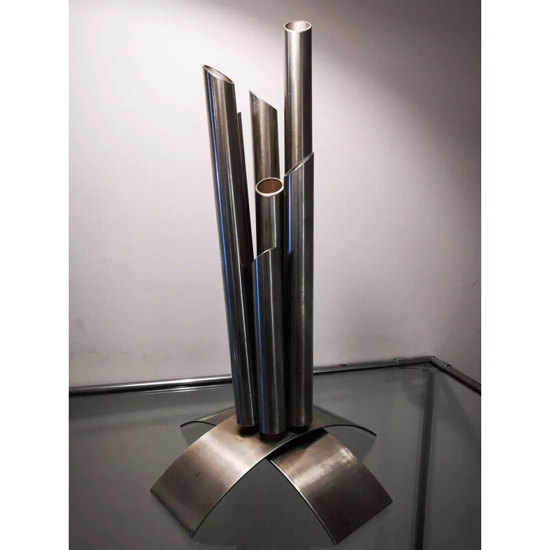 Vintage stainless steel vase, 1970