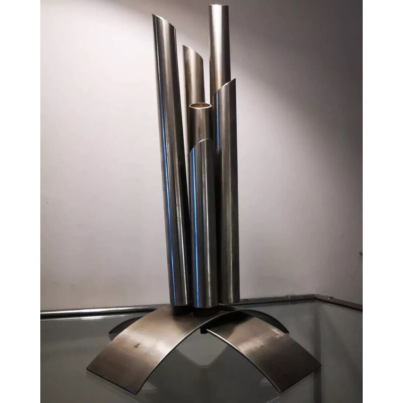 Vintage stainless steel vase, 1970