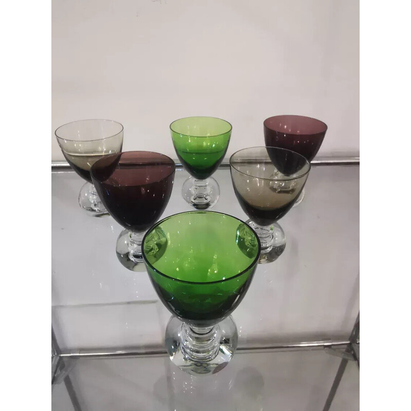 Conjunto de 6 copos de licor em vidro soprado "Chupito" vintage
