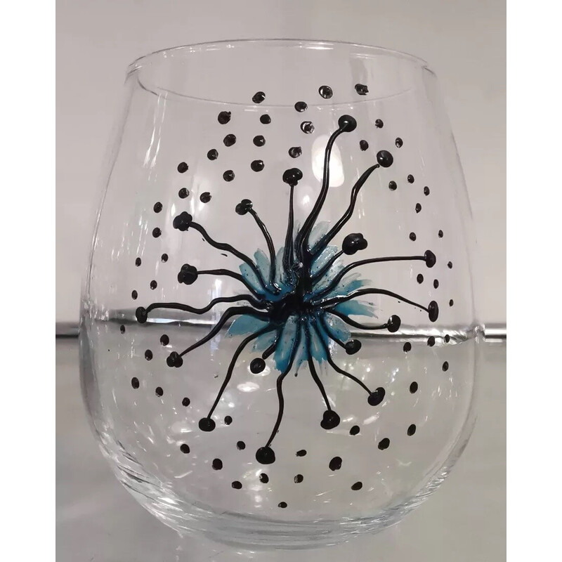 Juego de 6 vasos de agua vintage de cristal transparente