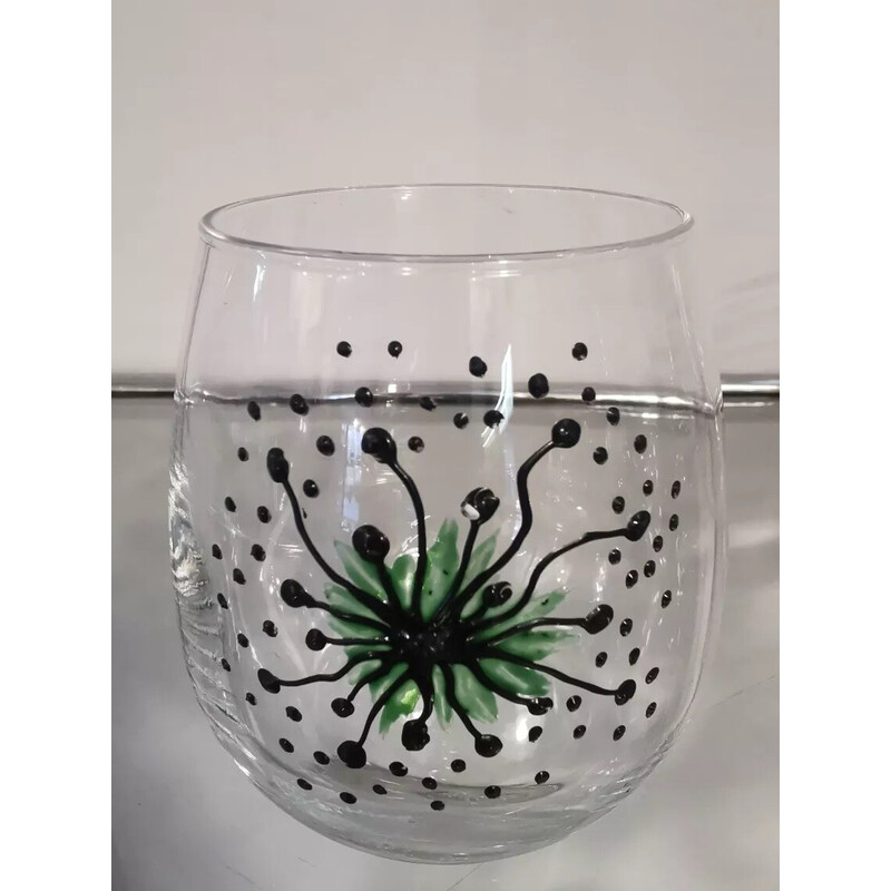 Juego de 6 vasos de agua vintage de cristal transparente
